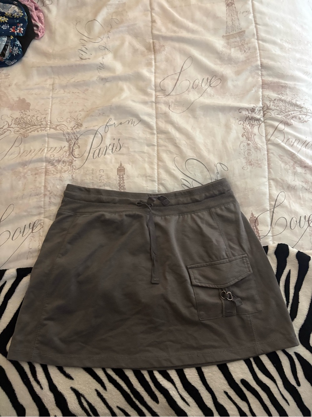 Women's Casual Drawstring Skirt in Olive Gray